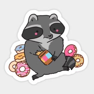 raccoon and donuts Sticker